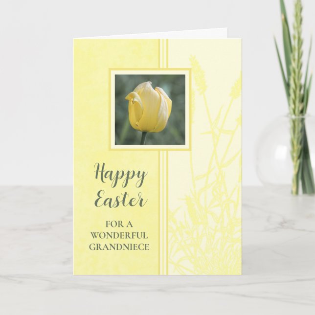 Tarjeta Festiva Tulipanes Amarillos Feliz Abuela de Pascua (Anverso)