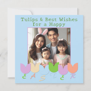 Tarjeta Festiva Tulipanes de fotos graciosas, dulces deseos de Pas