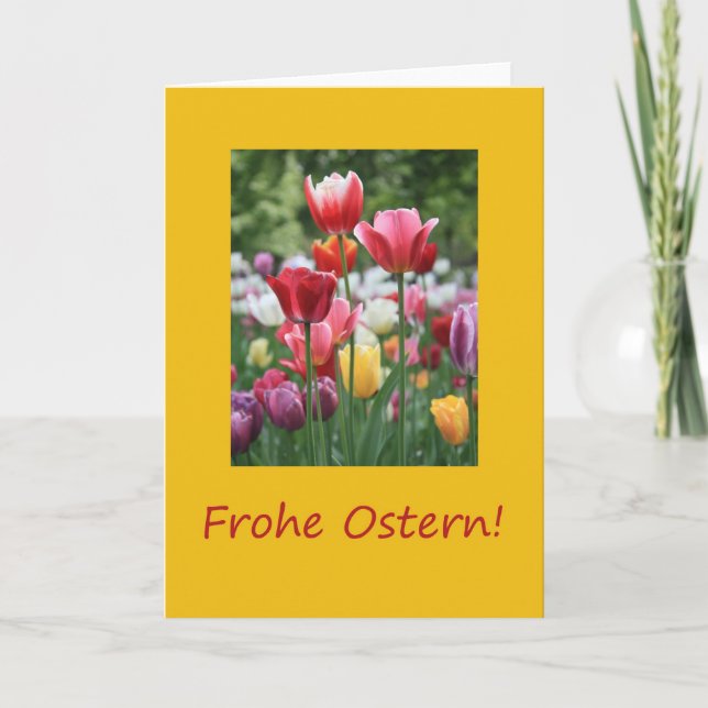 Tarjeta Festiva Tulipanes de Pascua de Alemania (Anverso)
