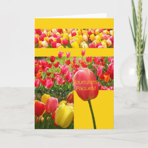 Tarjeta Festiva Tulipanes de Pascua Francesa