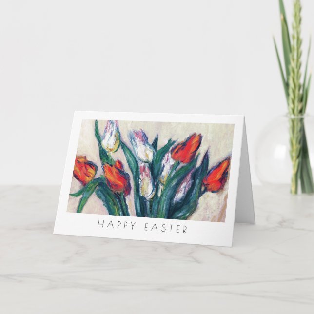 Tarjeta Festiva Tulipanes de primavera. Personalizado Bella Artes  (Anverso)