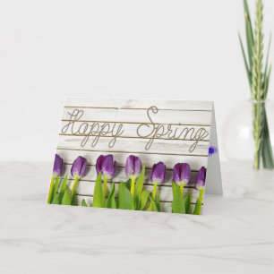 Tarjeta Festiva Tulipanes felices de la púrpura de la primavera