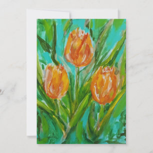 Tarjeta Festiva Tulipanes Naranjas