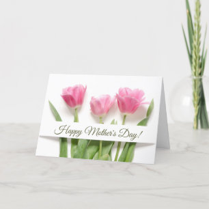 Tarjeta Festiva Tulipanes rosados Día de la Madre