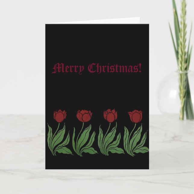 Tarjeta Festiva Tulips Merry Christmas (Anverso)