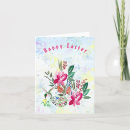 Tarjeta Festiva Tumba de agua de primavera Floral Huevo de Pascua 