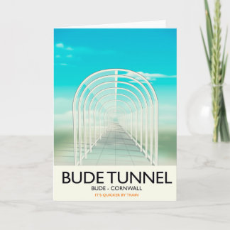 Tarjeta Festiva Túnel Bude, afiche de viaje parodia de Cornwall