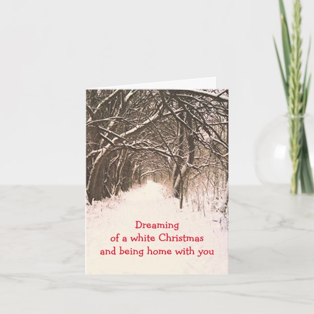 TARJETA FESTIVA TÚNEL DE ÁRBOLES EN NIEVE/SOÑO DE CRISTMA BLANCO (Anverso)