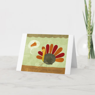 Tarjeta Festiva Turkey and Pie on Thanksgiving