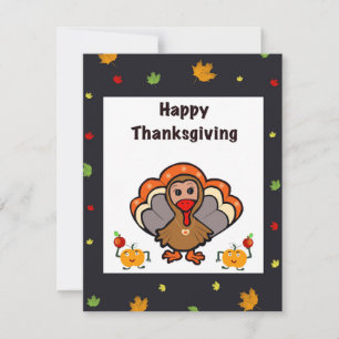Tarjeta Festiva Turkey de acción de gracias suave