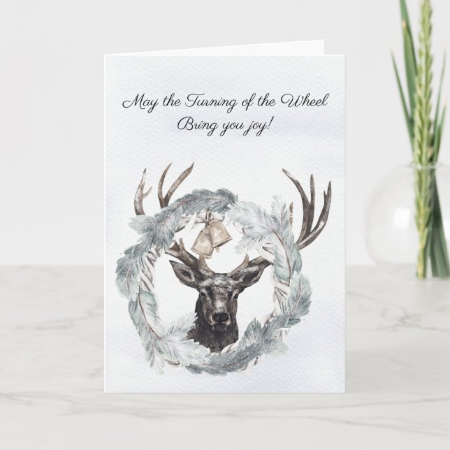 Tarjeta Festiva Turning of the Wheel Yule Greeting Card (Anverso)