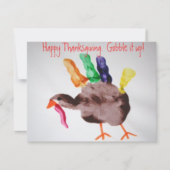 Tarjeta Festiva Turquía Feliz Día de Acción de Gracias.  ¡Góblalo! (Anverso)