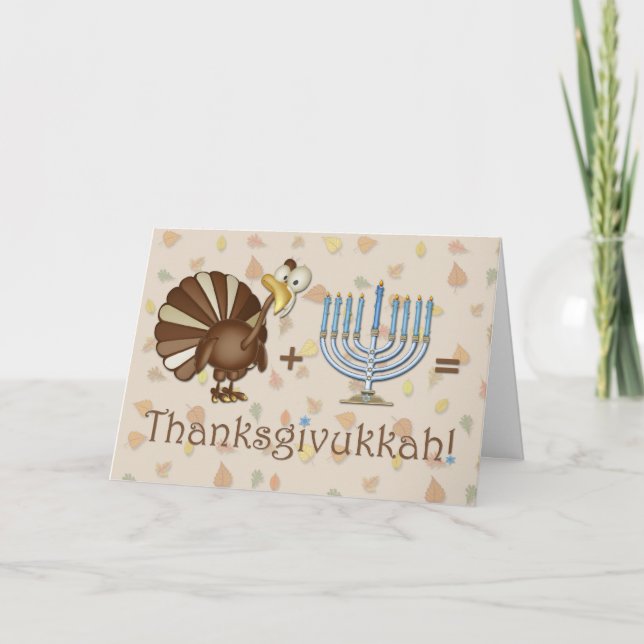 Tarjeta Festiva Turquía, Menorah, saludo humorístico de Thanksgivu (Anverso)