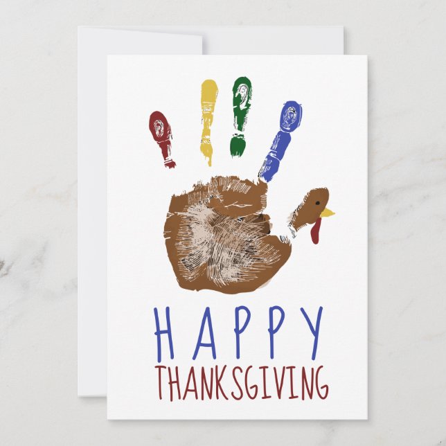 Tarjeta Festiva Turquía, niño feliz día de acción de gracias (Anverso)