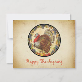 Tarjeta Festiva Turquía retro estilo y uvas Felices Acción de Grac