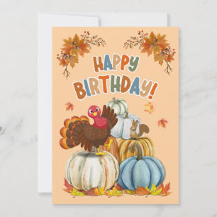 Tarjeta Festiva Turquía y las calabazas retro caen Cumpleaños