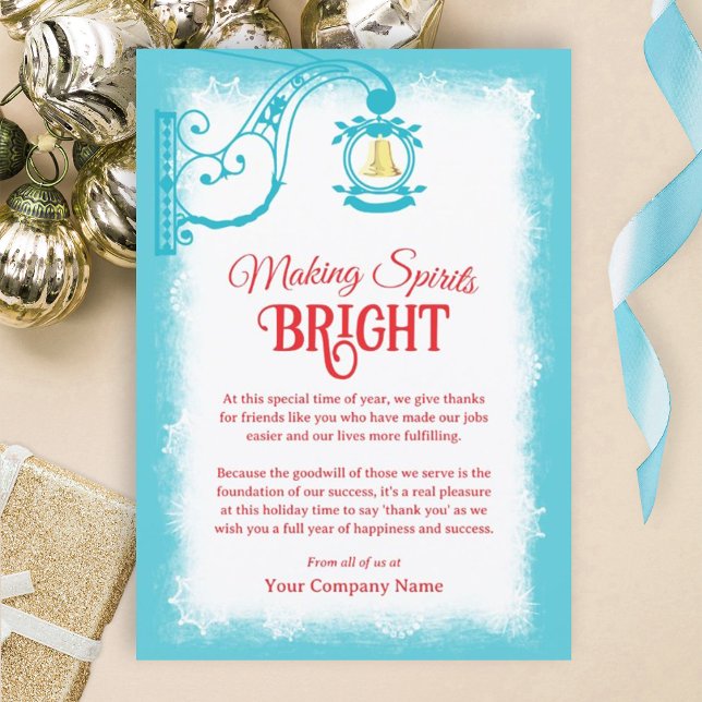 Tarjeta Festiva Turquoise & Red, Nostalgic Bell Holiday Card (red company holiday cards, holiday party invitation, red and turquoise christmas greeting cards)