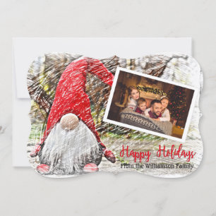 Tarjeta Festiva Tus Navidades de fotos Gnome Fancy Happy Holidays