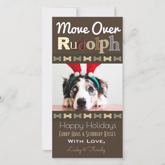 Tarjeta Festiva Tus perros Navidades renos (Anverso)