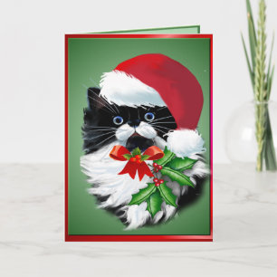 Tarjeta Festiva Tuxedo Kitty a los Navidades