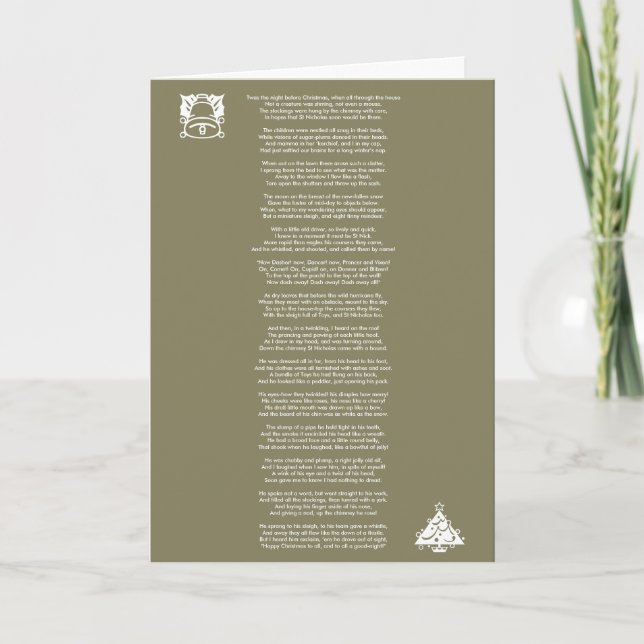 Tarjeta Festiva Twas la noche antes del navidad, poema (Anverso)