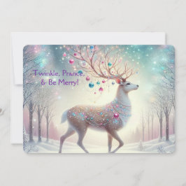 Tarjeta Festiva Twinkle, Prance & Be Merry Reindeer Holiday Card