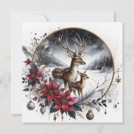 Tarjeta Festiva two deers Flat Holiday Card