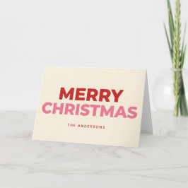 Tarjeta Festiva Two-Tone Retro Script Merry Christmas