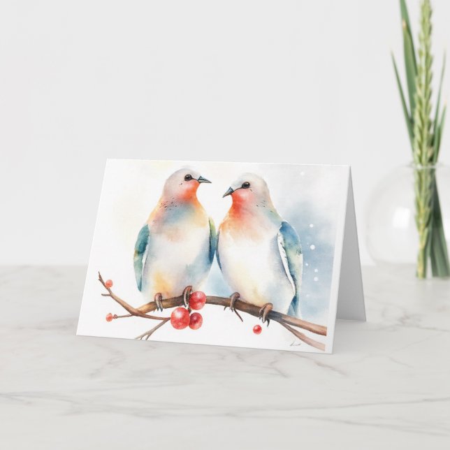Tarjeta Festiva Two Turtle Doves (Anverso)