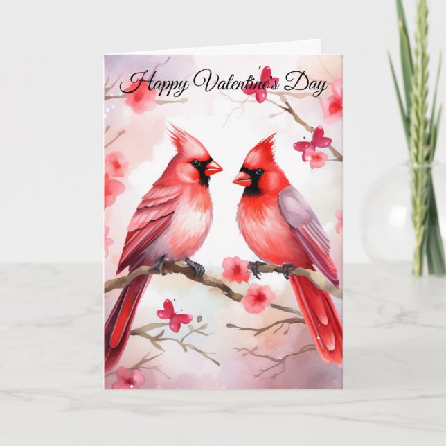 Tarjeta Festiva Two Valentine Cardinals (Anverso)
