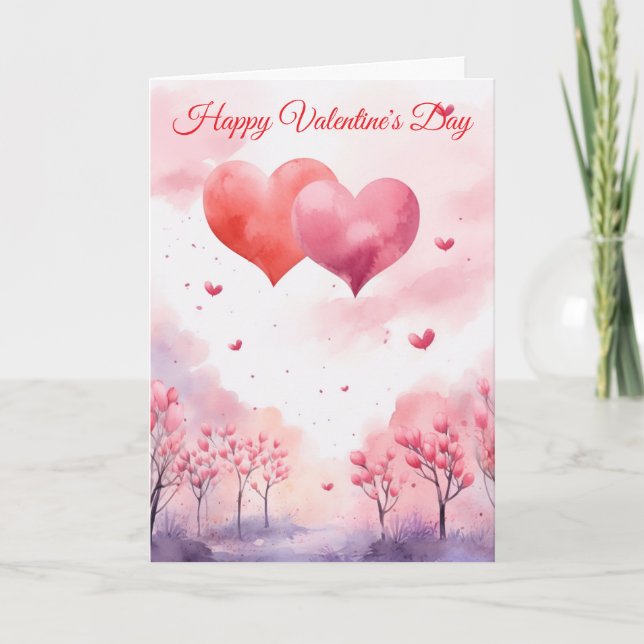 Tarjeta Festiva Two Valentine Hearts (Anverso)