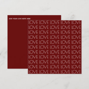 Tarjeta Festiva Typografía de "amor" Plaza Roja San Valentín