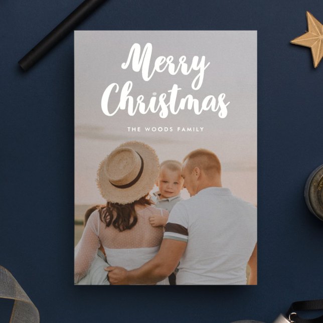 Tarjeta Festiva Typografía moderna y elegante Fotos navideñas de F (Subido por el creador)