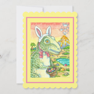 Tarjeta Festiva TYRANNOSAURUS, CUTE T-REX, BUNNY DINO Flat