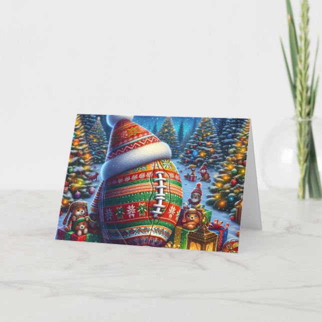 Tarjeta Festiva Ugly Sweater Football Christmas (Anverso)