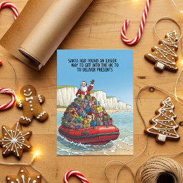 Tarjeta Festiva UK Beach Santa Funny Christmas Card