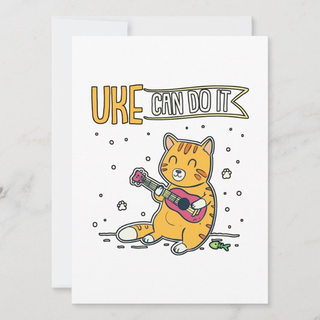 Tarjeta Festiva UKE puede hacerlo Ukulele Ukelele Cat Guitar Music (Anverso)