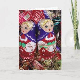 TARJETA FESTIVA UKRANIAN CHRISTMAS DOLLS GREETINGS