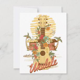 Tarjeta Festiva Ukulele - Recuerdos de verano en Hawái