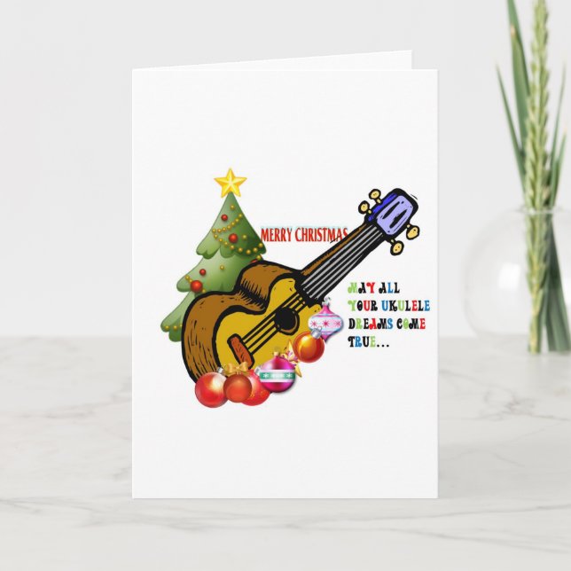 Tarjeta Festiva Ukulele Shirt navidades (Anverso)