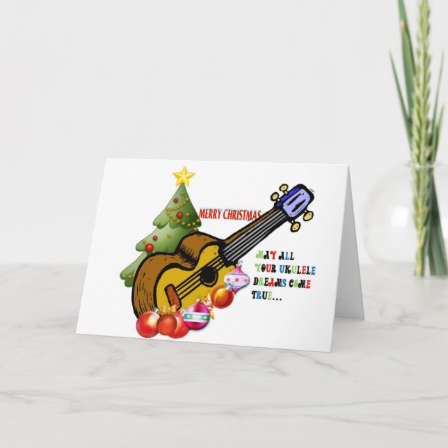 Tarjeta Festiva Ukulele Shirt navidades (Anverso)
