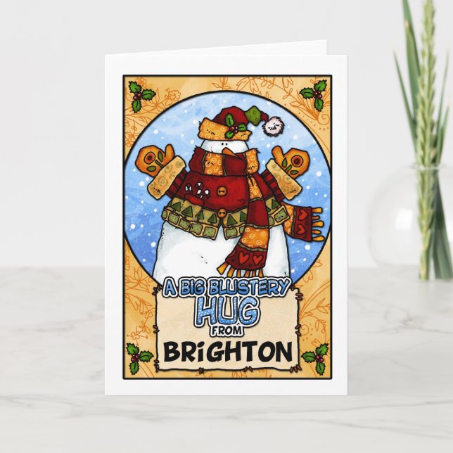 Tarjeta Festiva Un abrazo violento grande de Brighton (Anverso)
