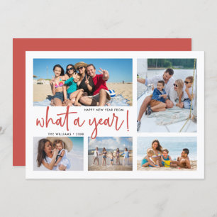 Tarjeta Festiva Un año de Collage de fotos a la vista