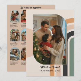 Tarjeta Festiva Un año en revisión Collage de 12 fotos Retro vacac