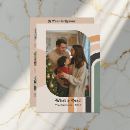 Tarjeta Festiva Un año en revisión Collage de 12 fotos Retro vacac