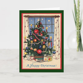 Tarjeta Festiva Un árbol/vintage de Navidades de moda antigua