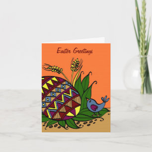 Tarjeta Festiva Un arte popular ucraniano de Pysanka y del pájaro