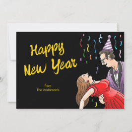 Tarjeta Festiva Un baile feliz para la fiesta de Año Nuevo