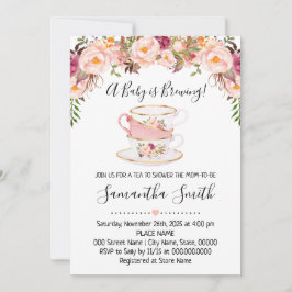 Tarjeta Festiva Un bebé está preparando té para una ducha bebé inv