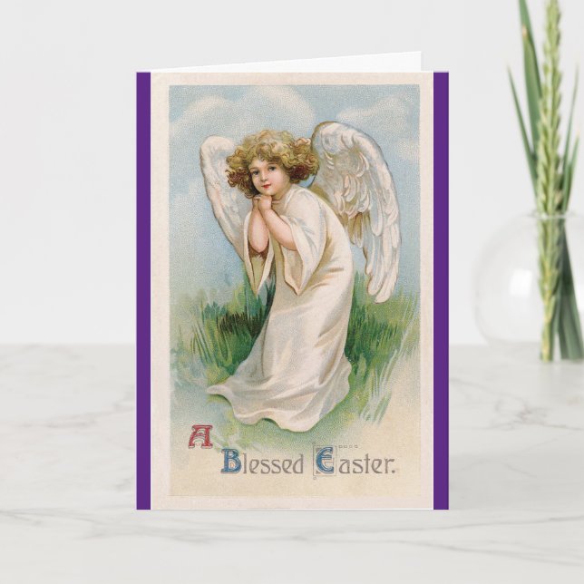 Tarjeta Festiva Un bendito Ángel de Pascua (Anverso)